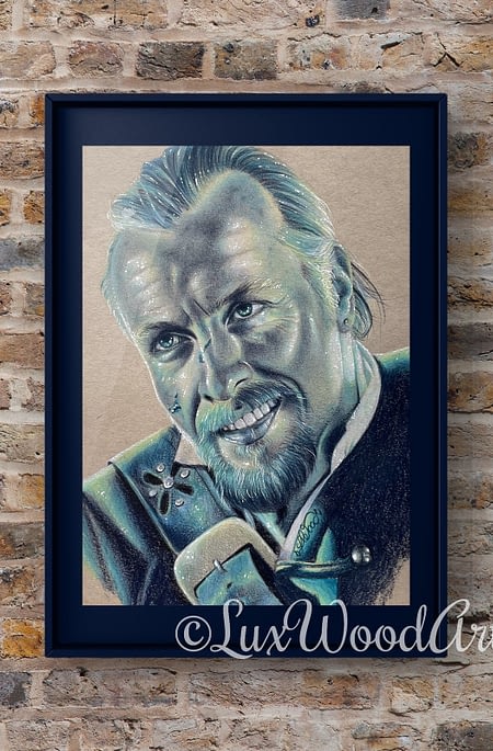 Toby Stephens portrait 4 - Color pencil and white Posca pen on toned tan paper