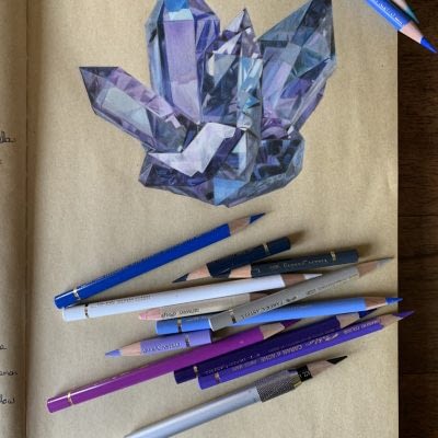 Blue crystal - pencils - Lux Wood Art