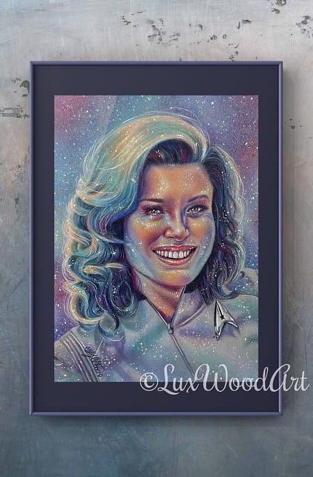 Una Chin Riley pastel galaxy - framed - color pencil and posca on toned tan paper