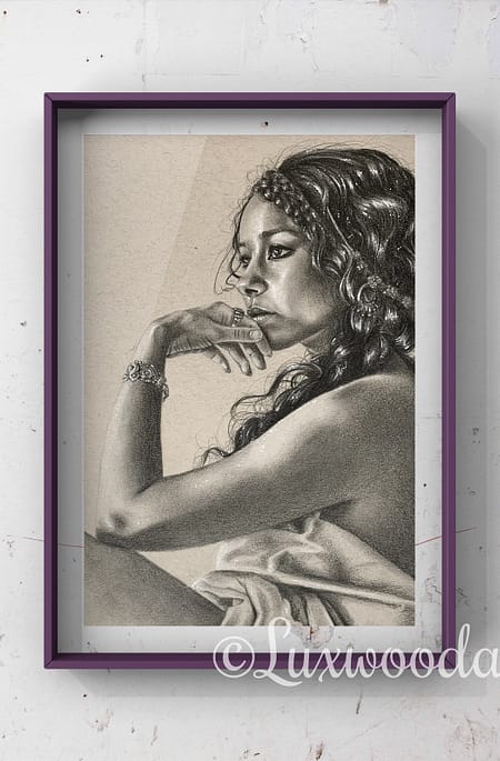 Jessica Parker Kennedy portrait 3 - Color pencil and white Posca pen on toned tan paper