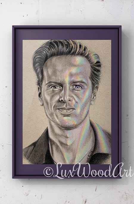 Andrew scott rainbow - Color pencil and white Posca pen on toned tan paper