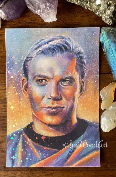 Captain Kirk 1 card with a holographic stars finish