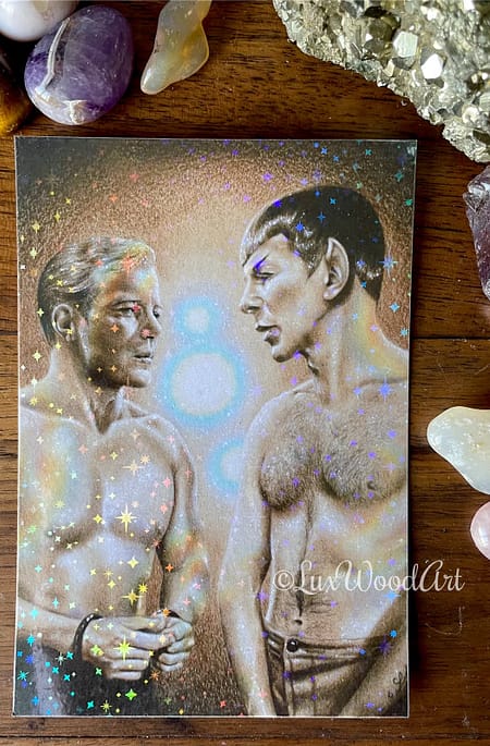 Kirk & Spock firefly card with a holographic stars finish - Star Trek
