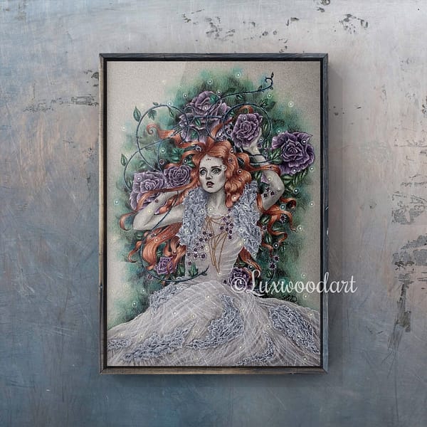 Underwood Diva - Original illustration - fairy girl lying on grass and flowers