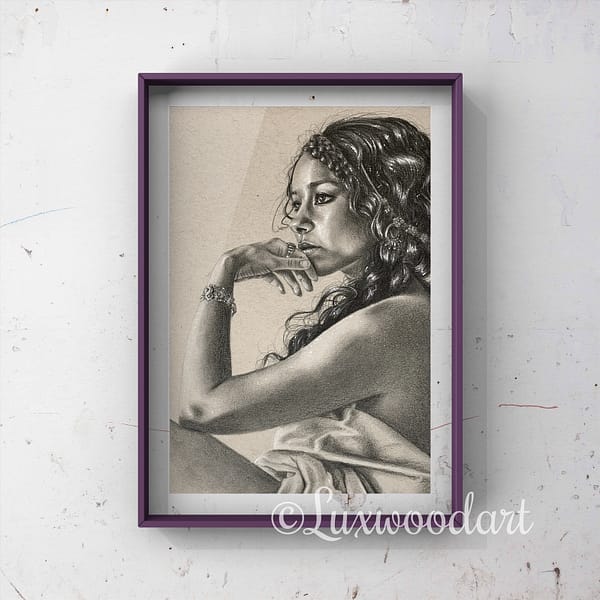 Jessica Parker Kennedy portrait 3- Black and white - Lux Wood Art