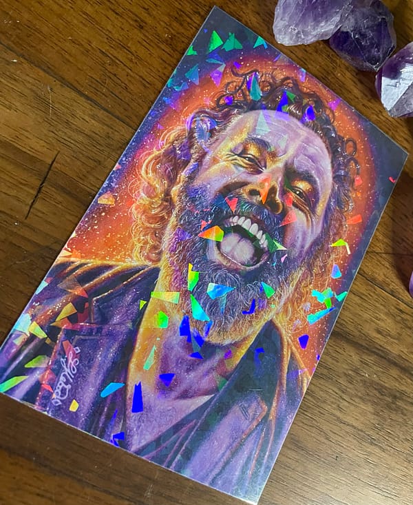 Firefly Michael Sheen card - holographic collectible cards - Good Omens