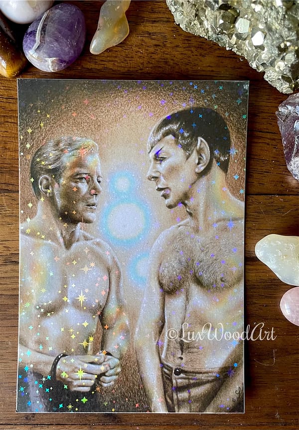 Kirk & Spock firefly card with a holographic stars finish - Star Trek
